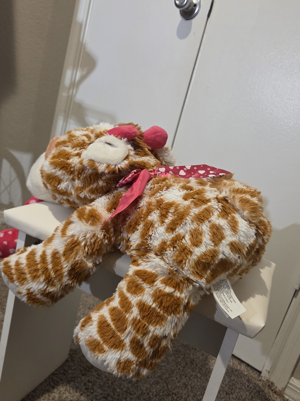 Plush Giraffe Stuffed Animal with Pink Bow - Brown & White
